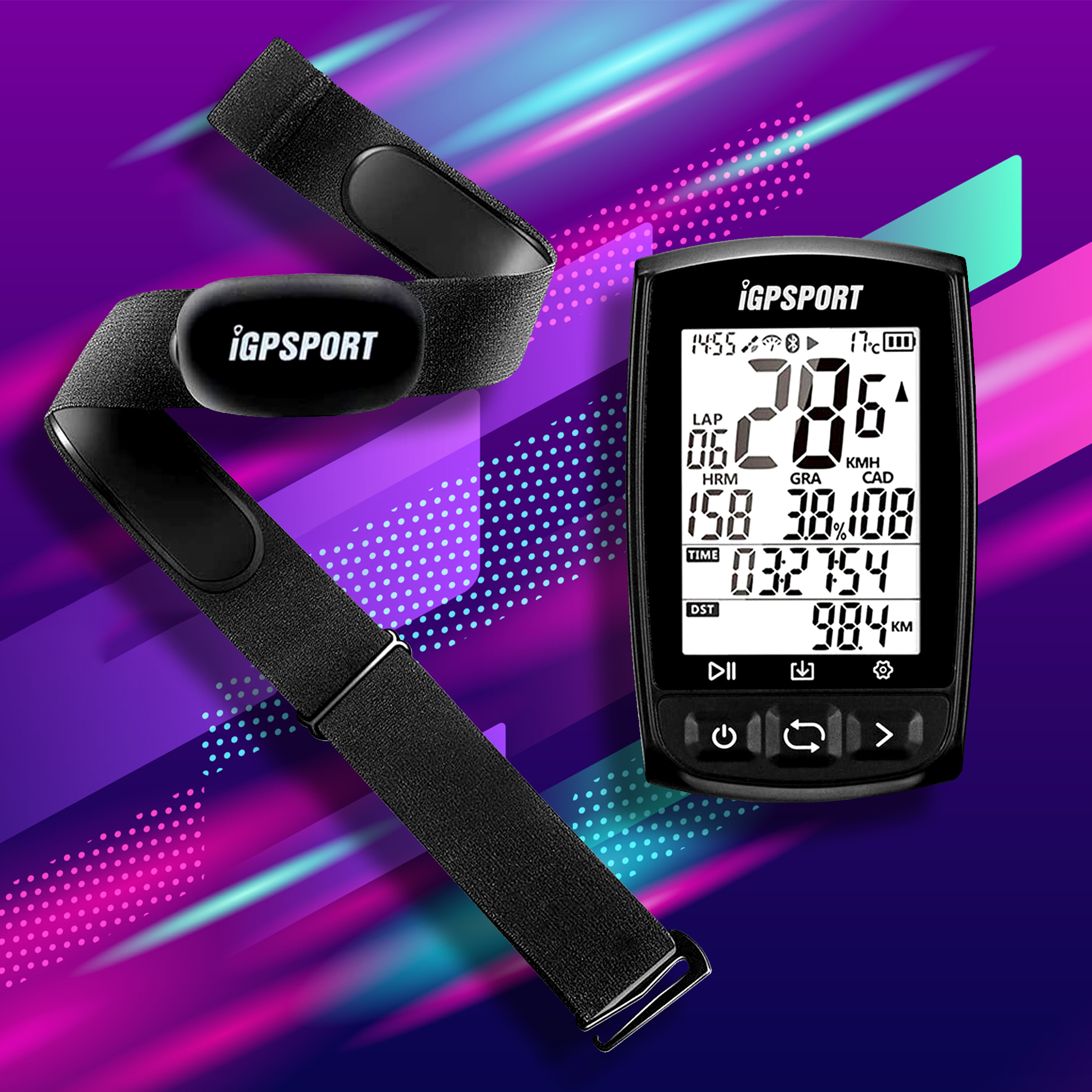 iGS50E GPS Bike Computer & HR40 Heart Monitor Combo