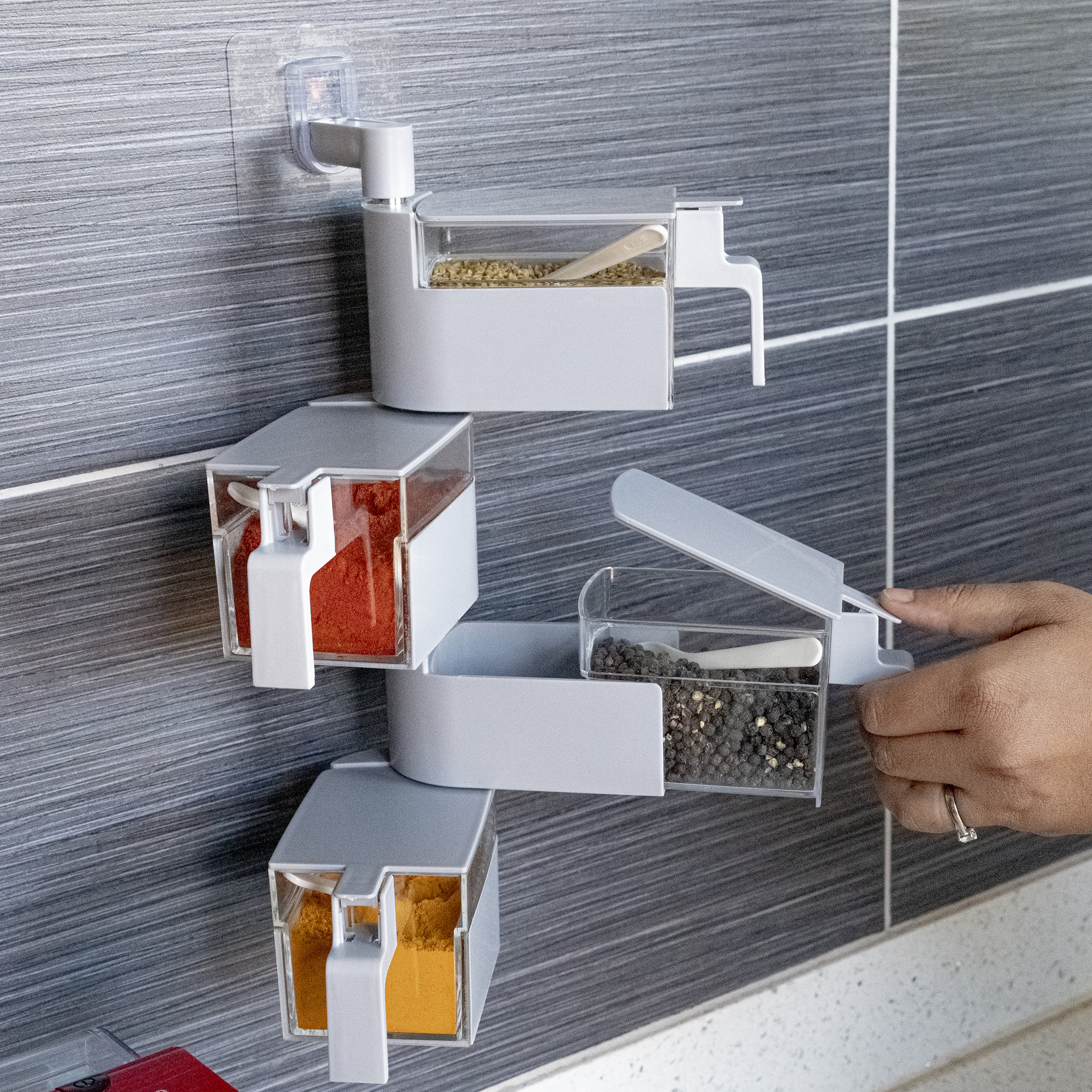 4-Layer Rotating Spice Rack with Spoons