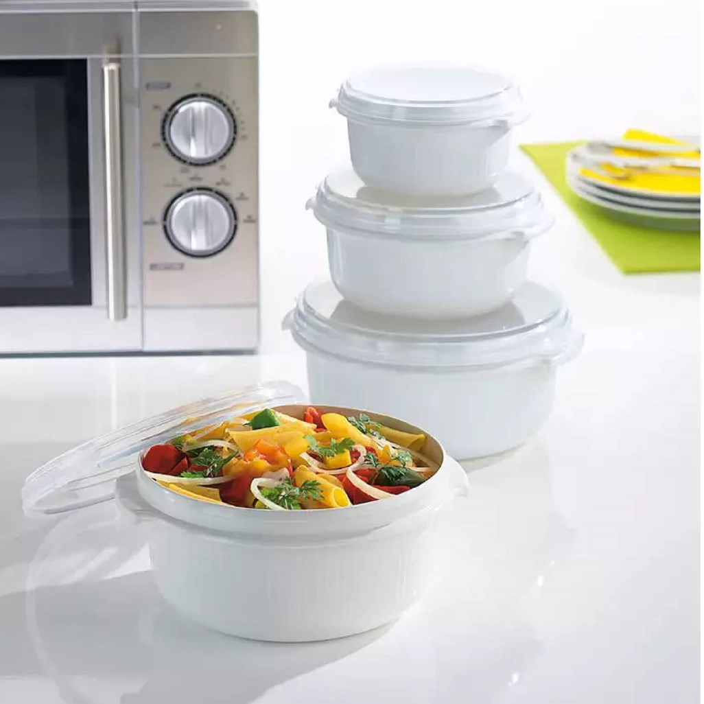 Set of 3 White Microwave Dishes