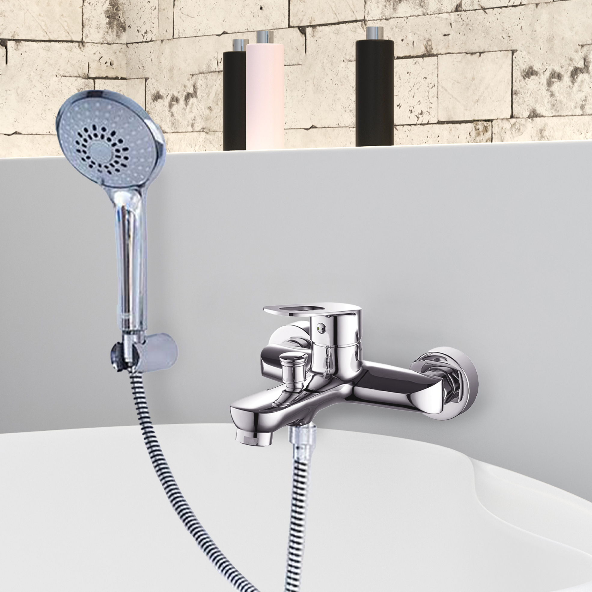 Liscio Bath Mixer with Hand Shower Chrome