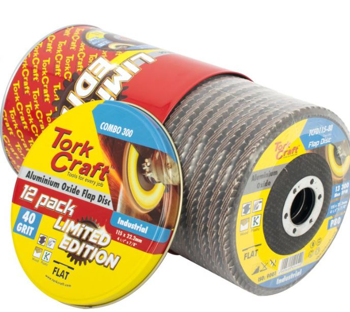 Set of 2 Limited Edition 12 Piece Aluminium Oxide Flap Disc In Metal Tin