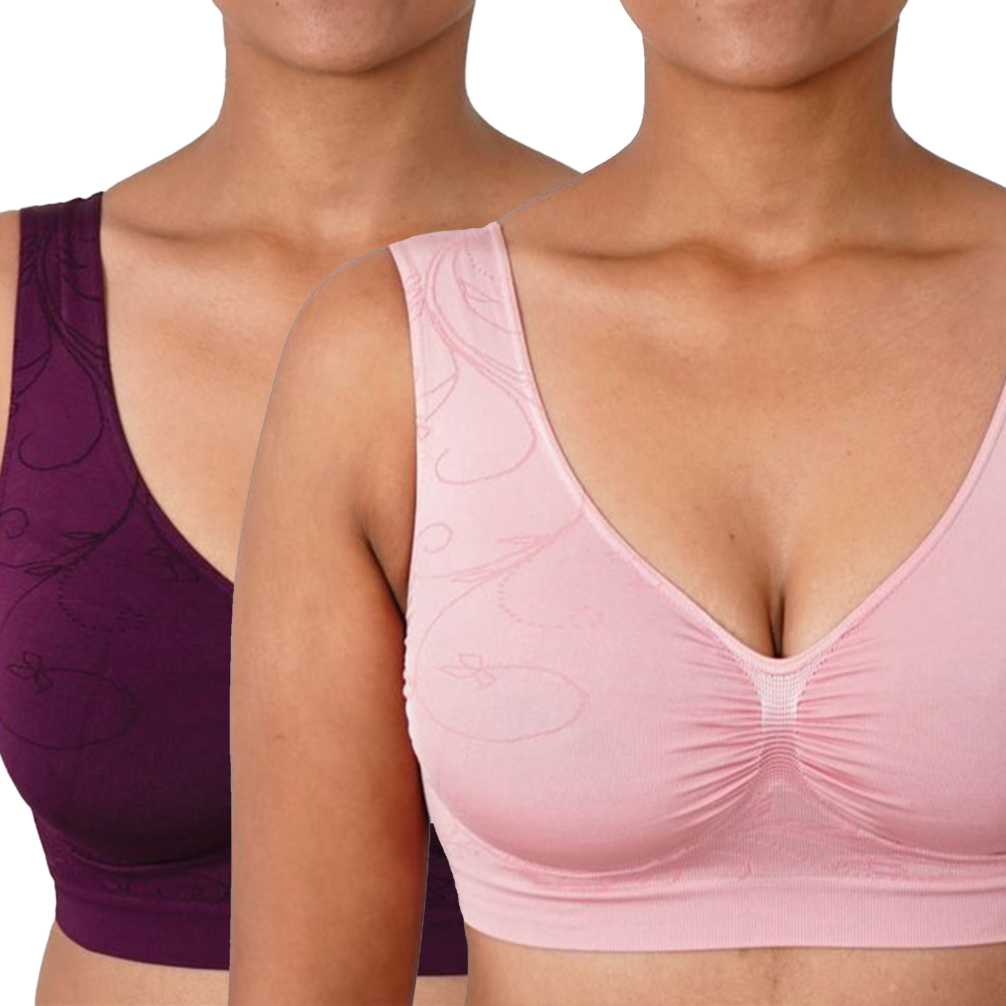 Pack of 2 Shape Enhancing Medium Control Soft Bra's with Swirl Design