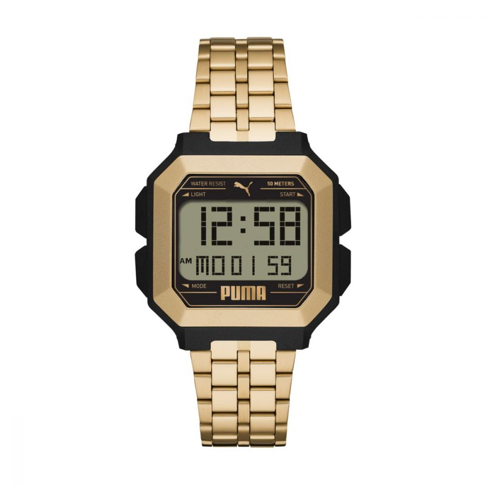 Men's Remix LCD Gold-Tone Stainless Steel Watch