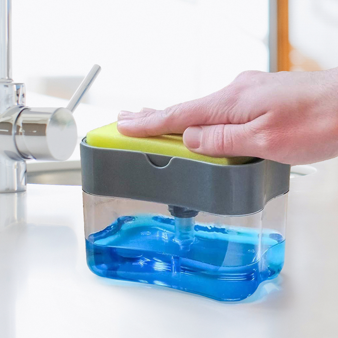 Dish Washing Soap Pump Dispenser & Sponge Holder