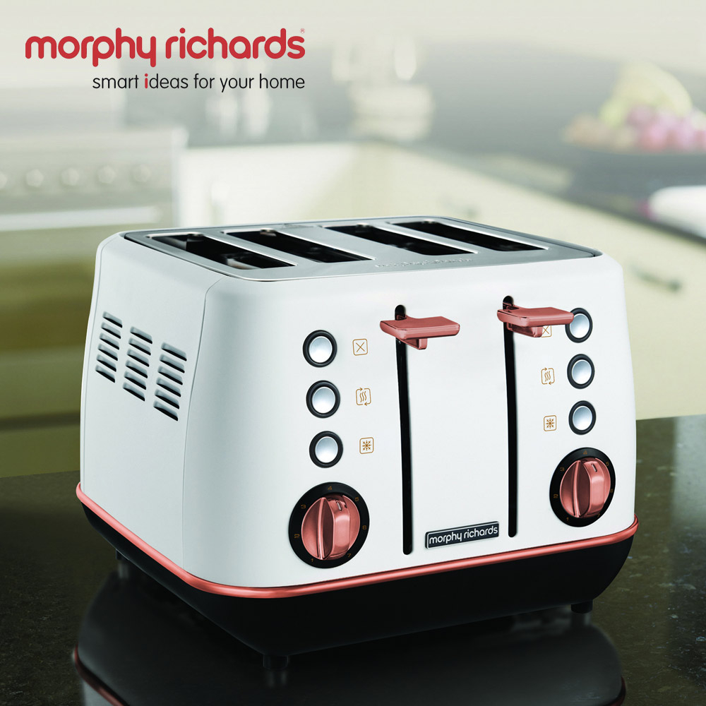 1800W Stainless Steel White and Rose Gold Evoke 4 Slice Toaster (Model: 240115)