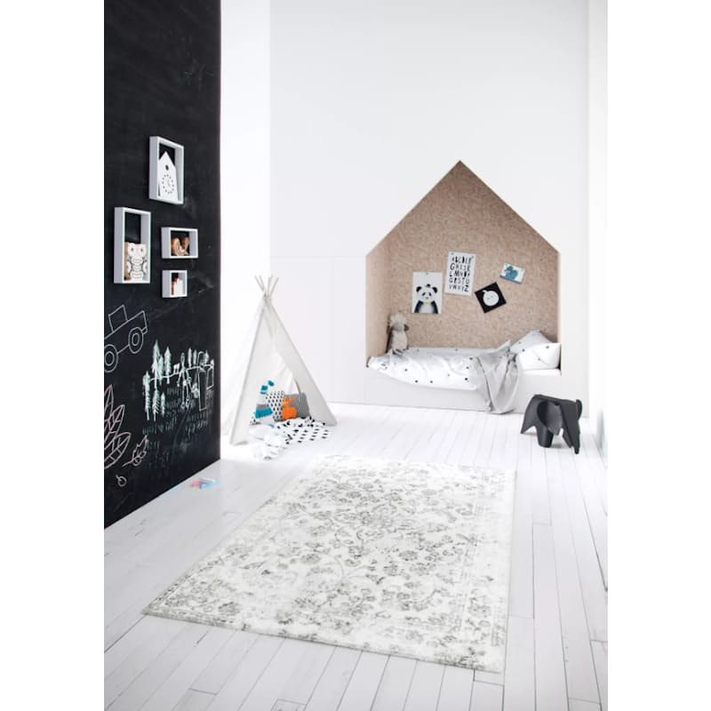 Aged White & Silver Floral Inspired