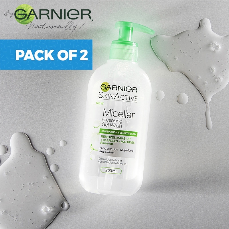 Pack of 2 Micellar Water Gel Face Wash - 400ml Total