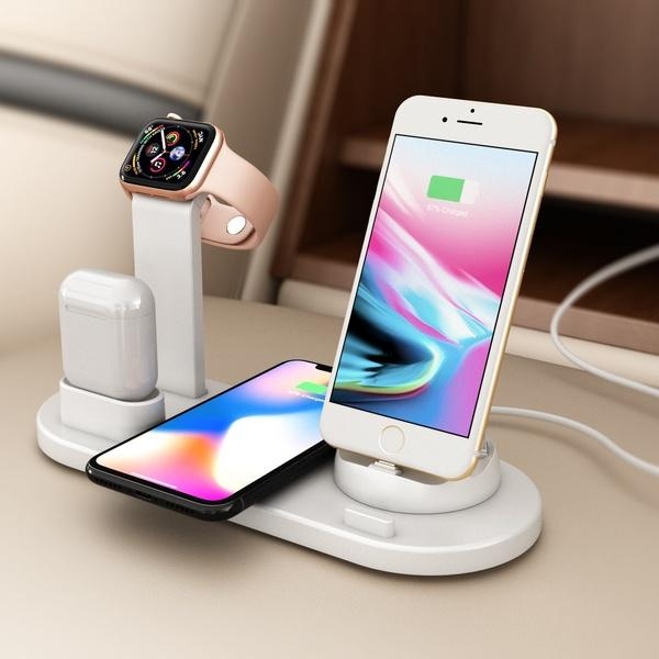 3-in-1 Rotatable Charger Stand for Wired and Wireless Charging