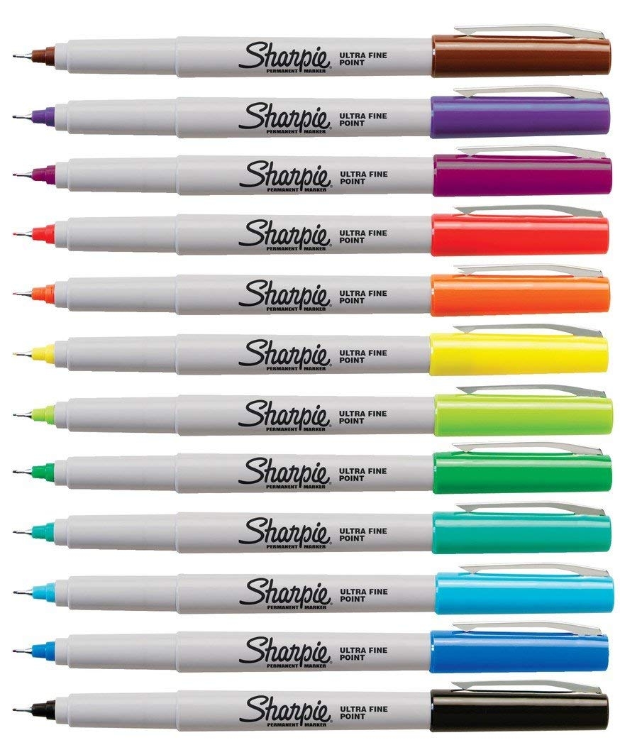 Pack of 12 Ultra Fine Assorted Permanent Markers