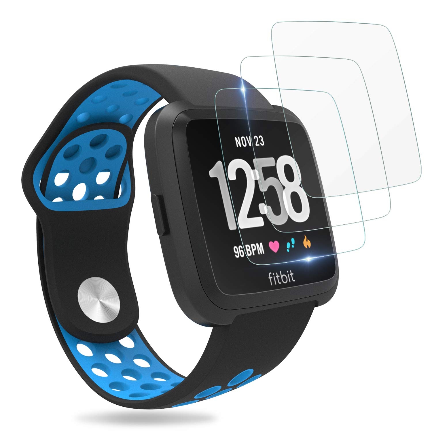 Pack of 3 Fitbit Versa Scratch Resistant Glass Screen Protectors
