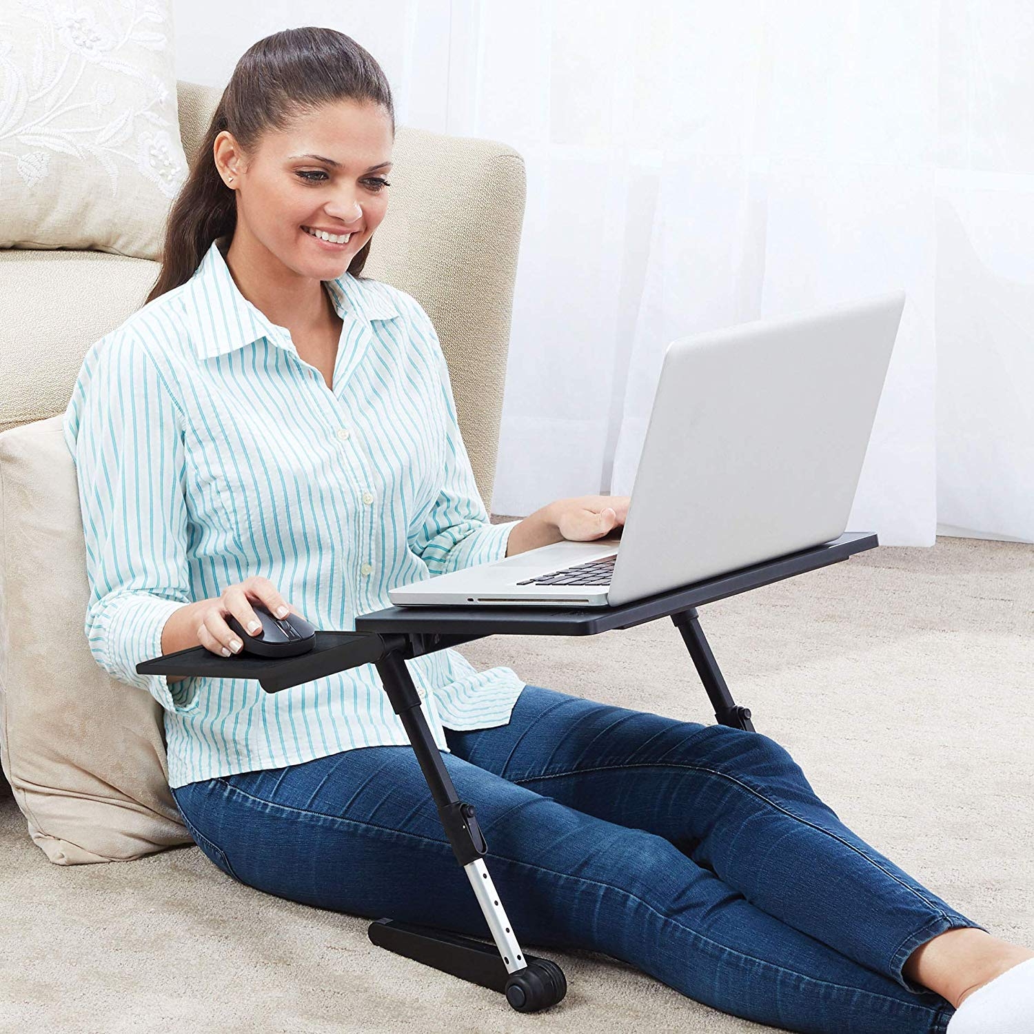 Adjustable Laptop Desk Stand with Built-in Cooling Fan