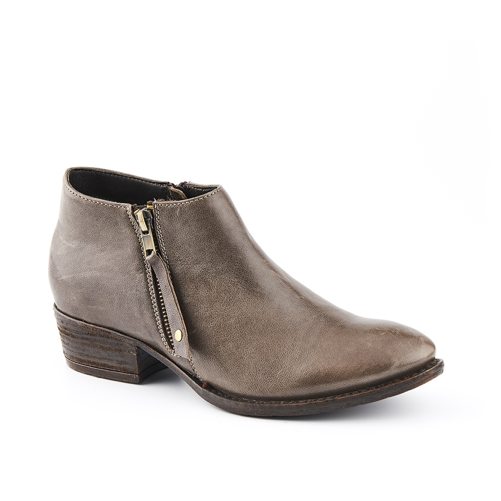 Ladies Leather Ankle Boots With Zip Trim