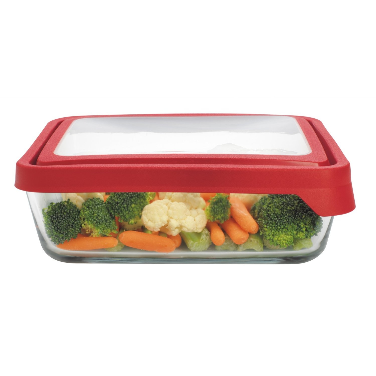 Set of 2 Rectangular Glass Bowls with Cherry TrueSeal Lid