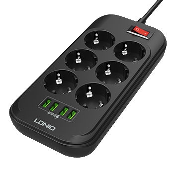6 Port Power Socket & 4 USB Port Charger