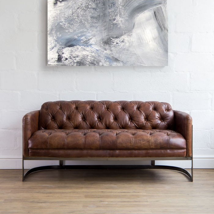 Luxury Vintage Full Grain Leather Chesterfield Sofa
