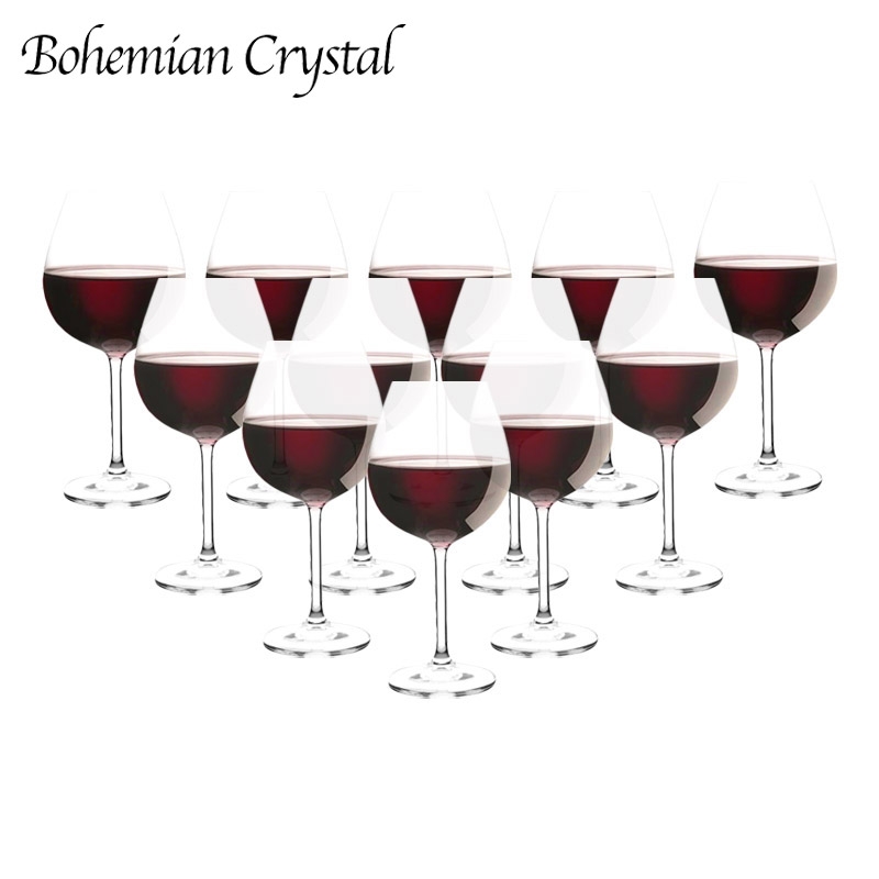Set of 12 - Tall Crystal Red Wine Glasses (650ml)