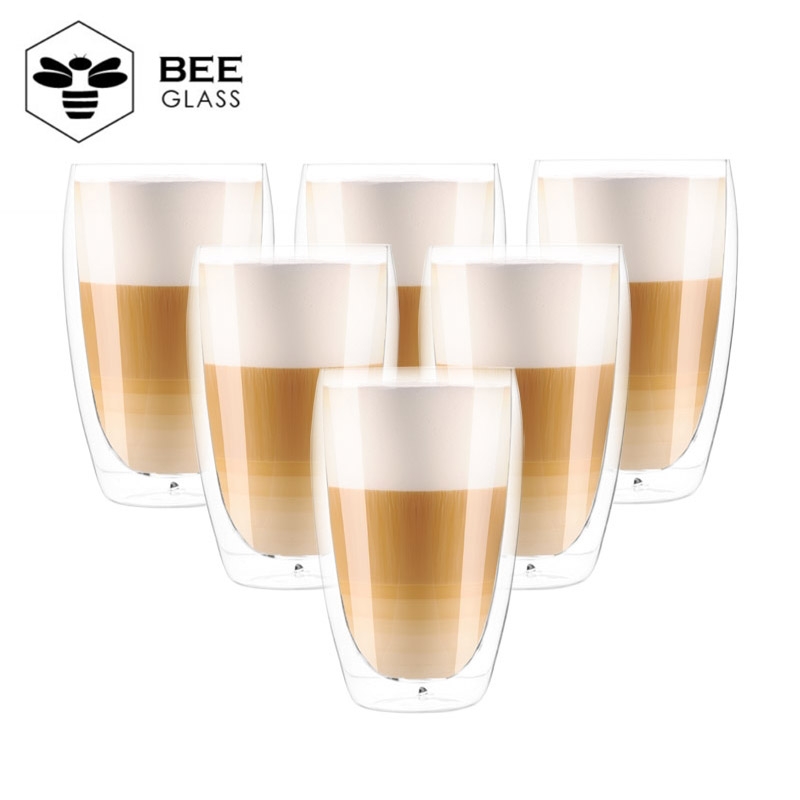 Set of 6 Double Walled Coffee Glasses (466ml)