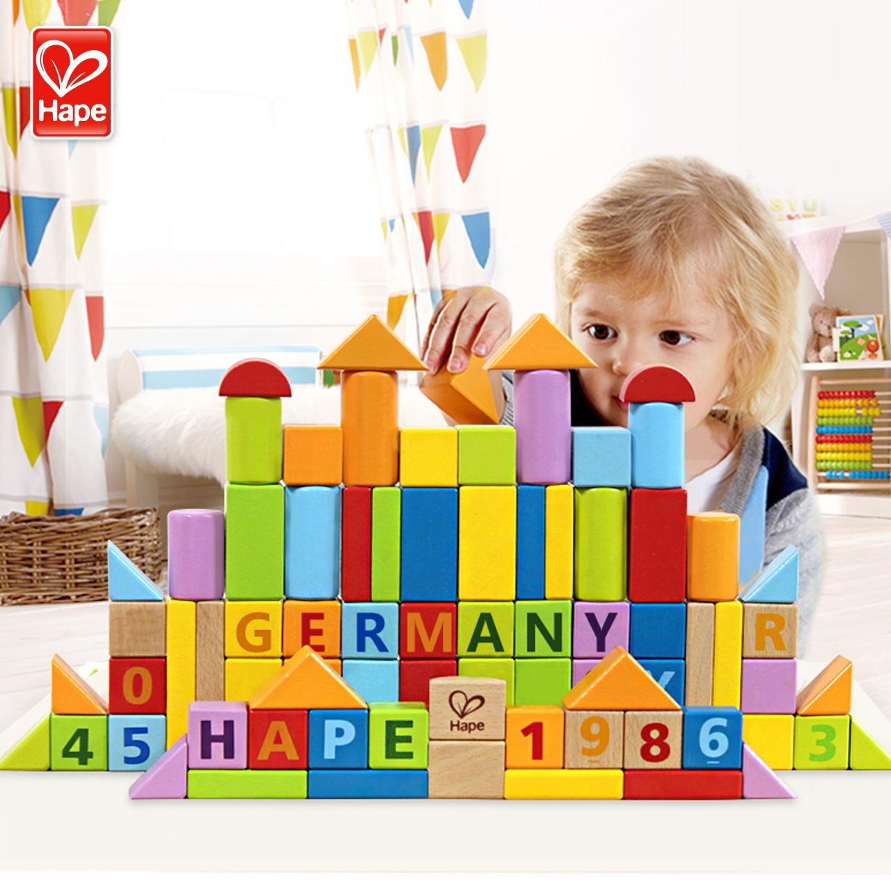 80-Piece Educational Wooden Blocks