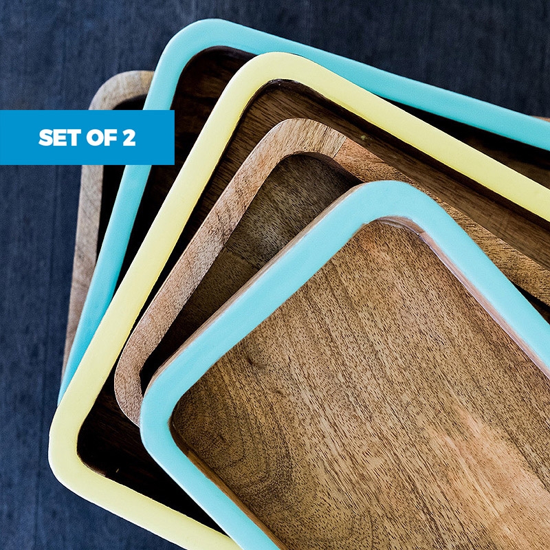 Set of 2 Mango Wooden Platter Boards