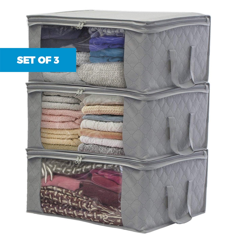 Set of 3 Foldable Storage Bag Organizers