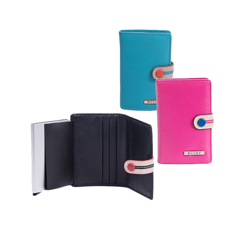 Genuine Leather Valentina Metal Card Case