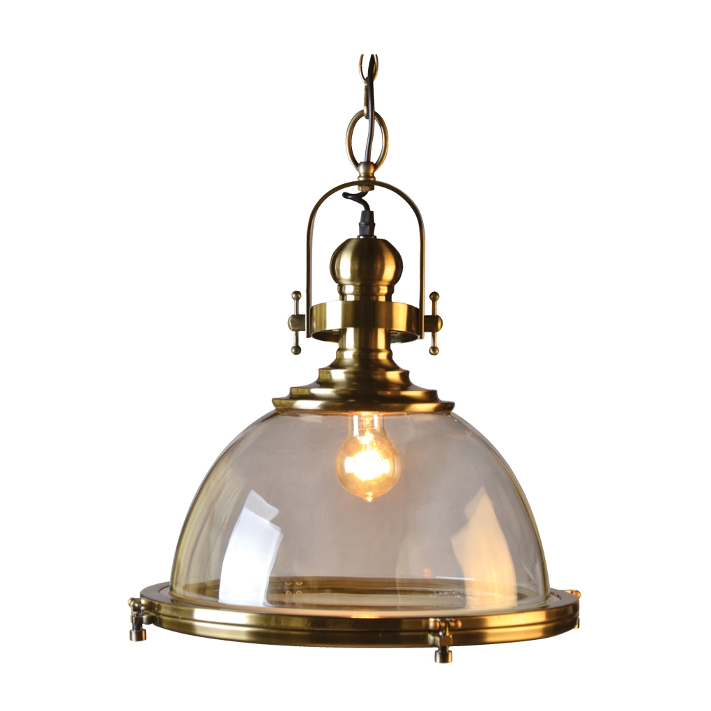Contemporary Glass and Copper Pendant Light