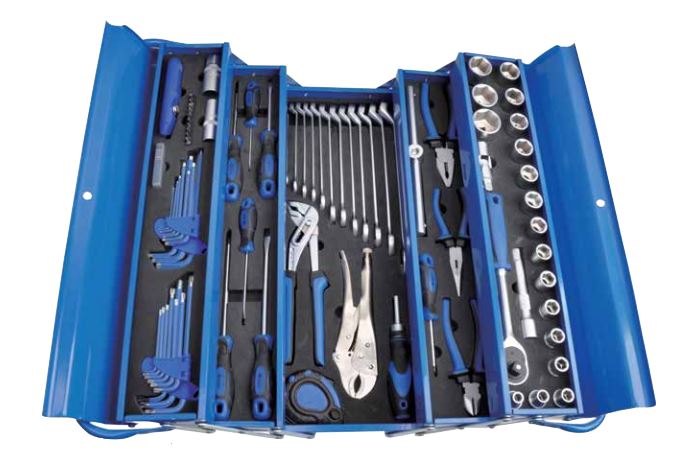 85-Piece Professional Toolkit in 5 Tray Metal Cantilever Box