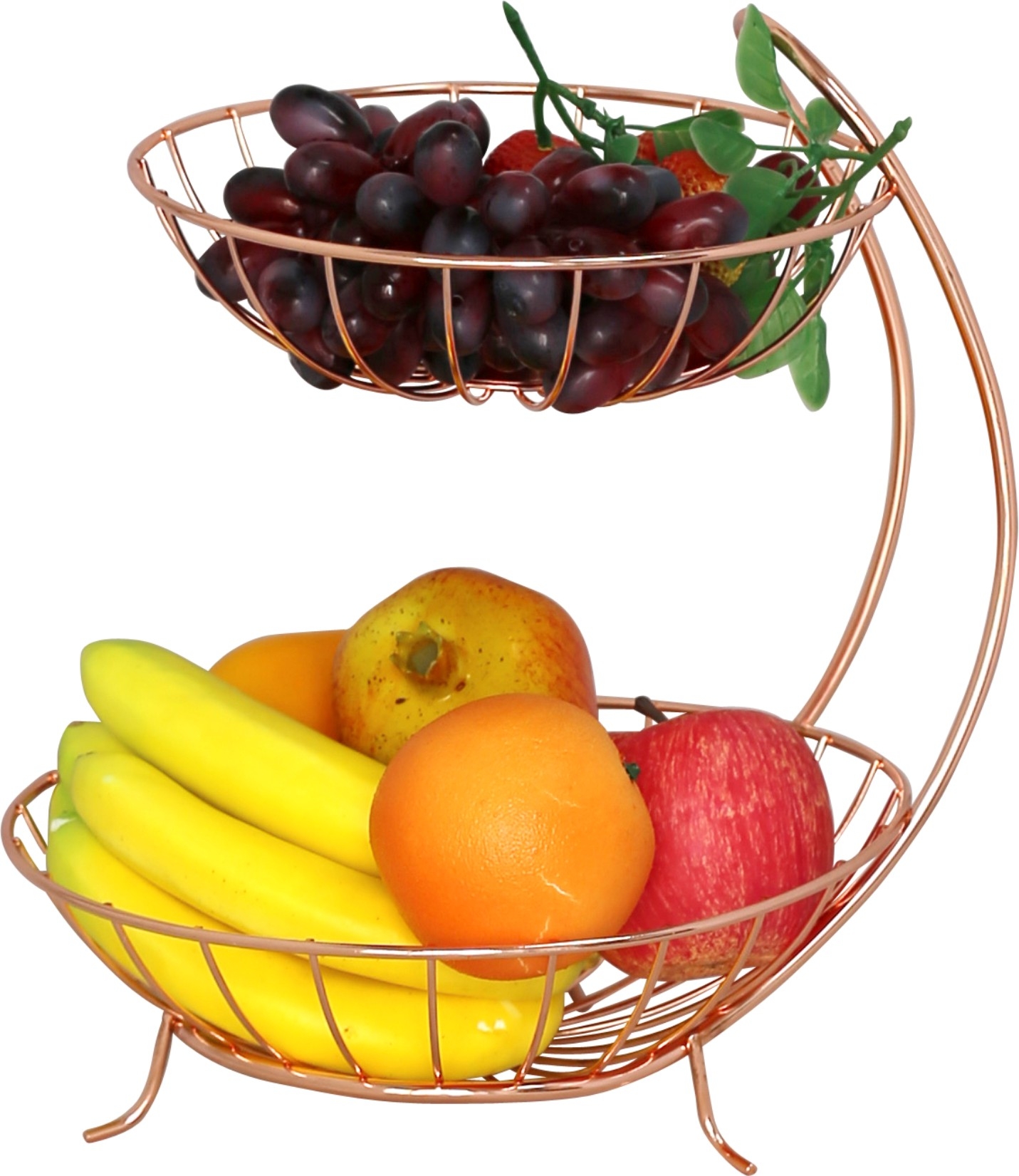 Double Rose Gold Wire Fruit Basket