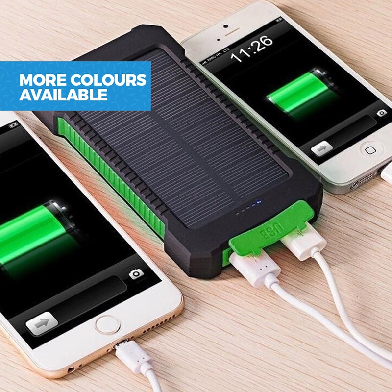 20000mAh Solar Powered Power Bank with Built-in Torch (Multiple Colours Available)