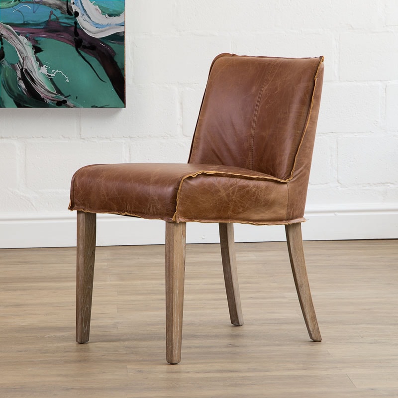 Tan Leather Dining Chair