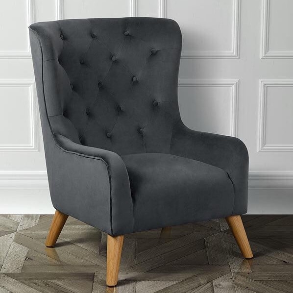 Dorchester Storm Grey Velvet  Lounge Armchair
