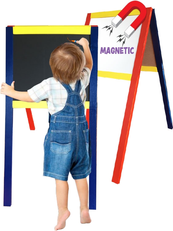 Double Sided Easel with Magnetic Whiteboard & Chalkboard