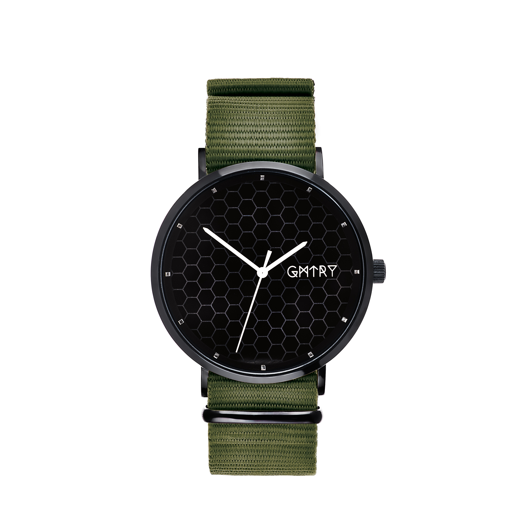 The Polygon Series - Black (Green Strap)