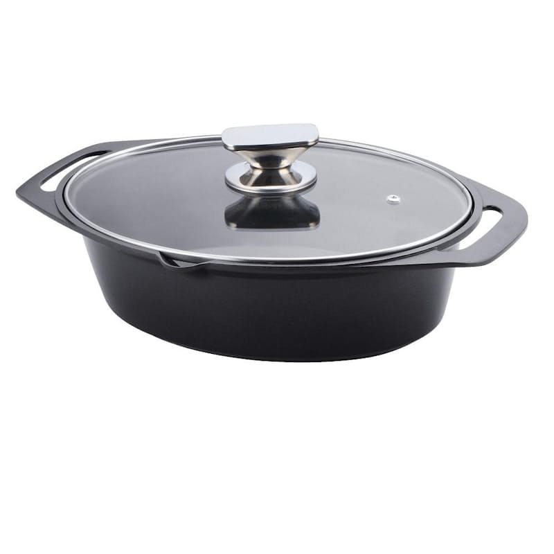 Black Roaster Pot with Glass Lid
