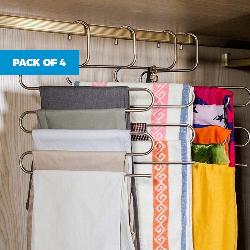 Pack of 4 S-Type Stainless Steel Clothing Hangers