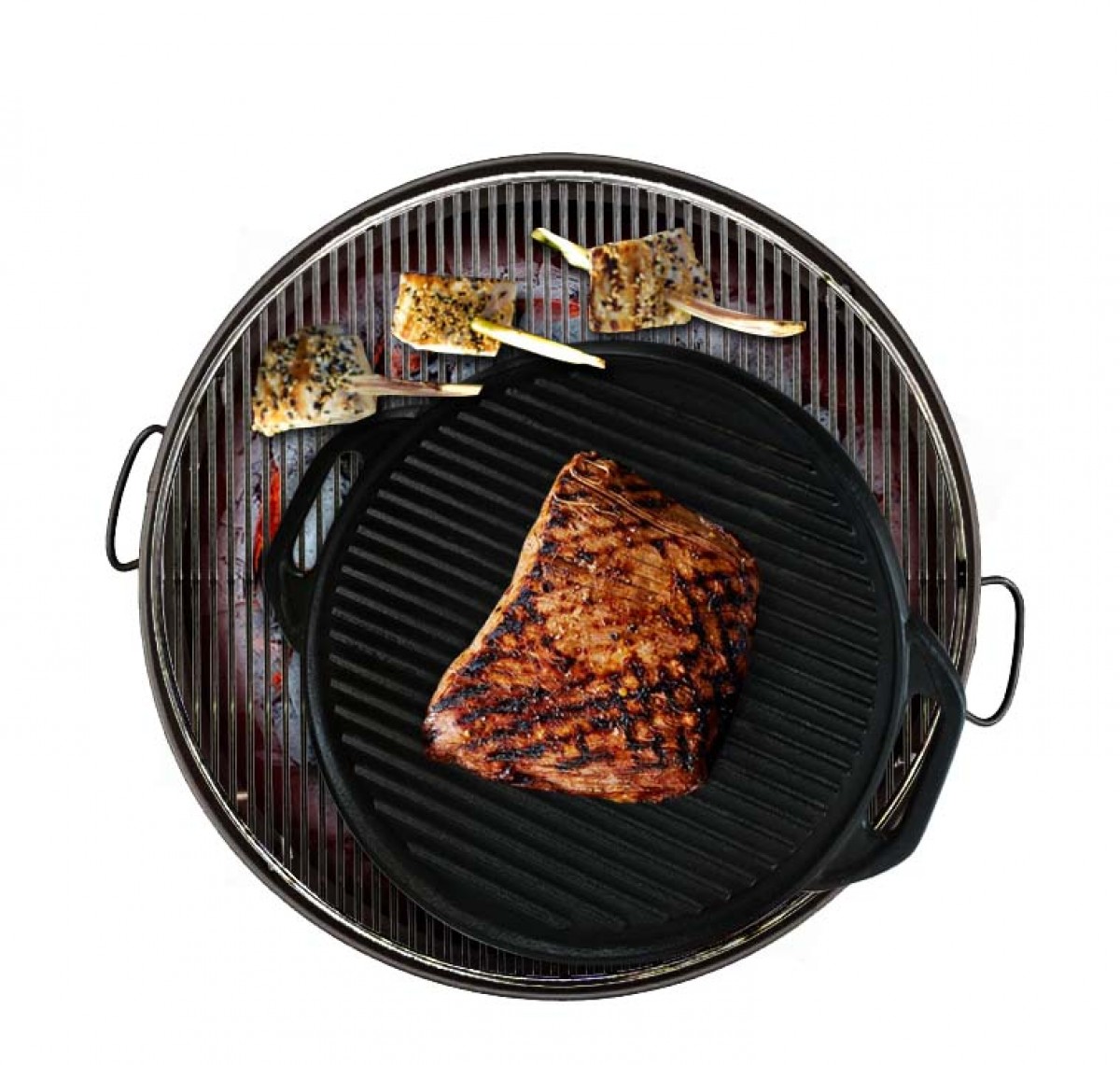 Round Cast Iron BBQ Grill Tray