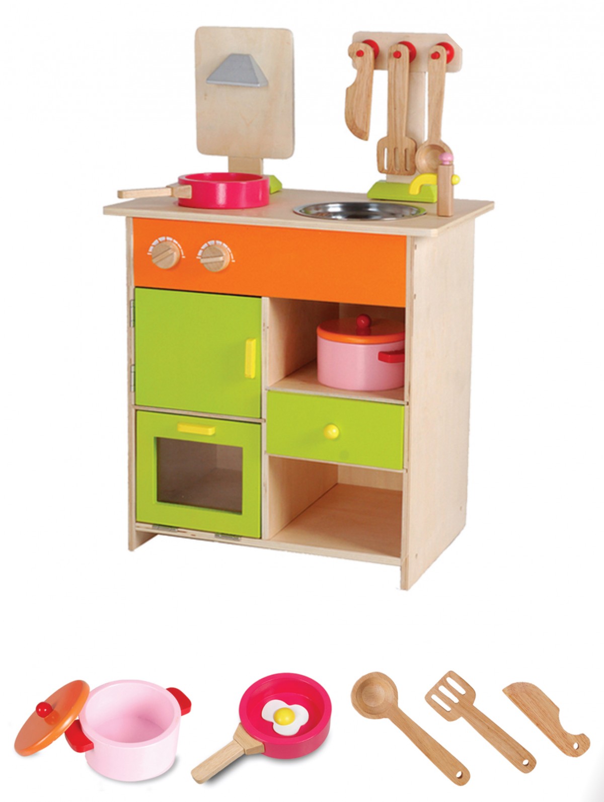 Wooden Green & Orange Chefs Kitchen
