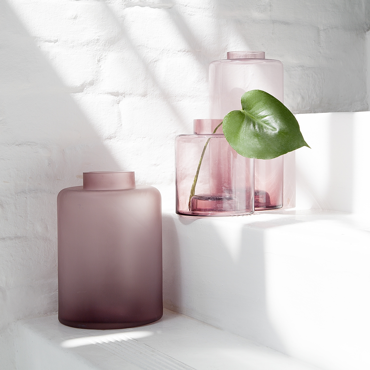 Purple Thin Tall Glass Cylinder Vase