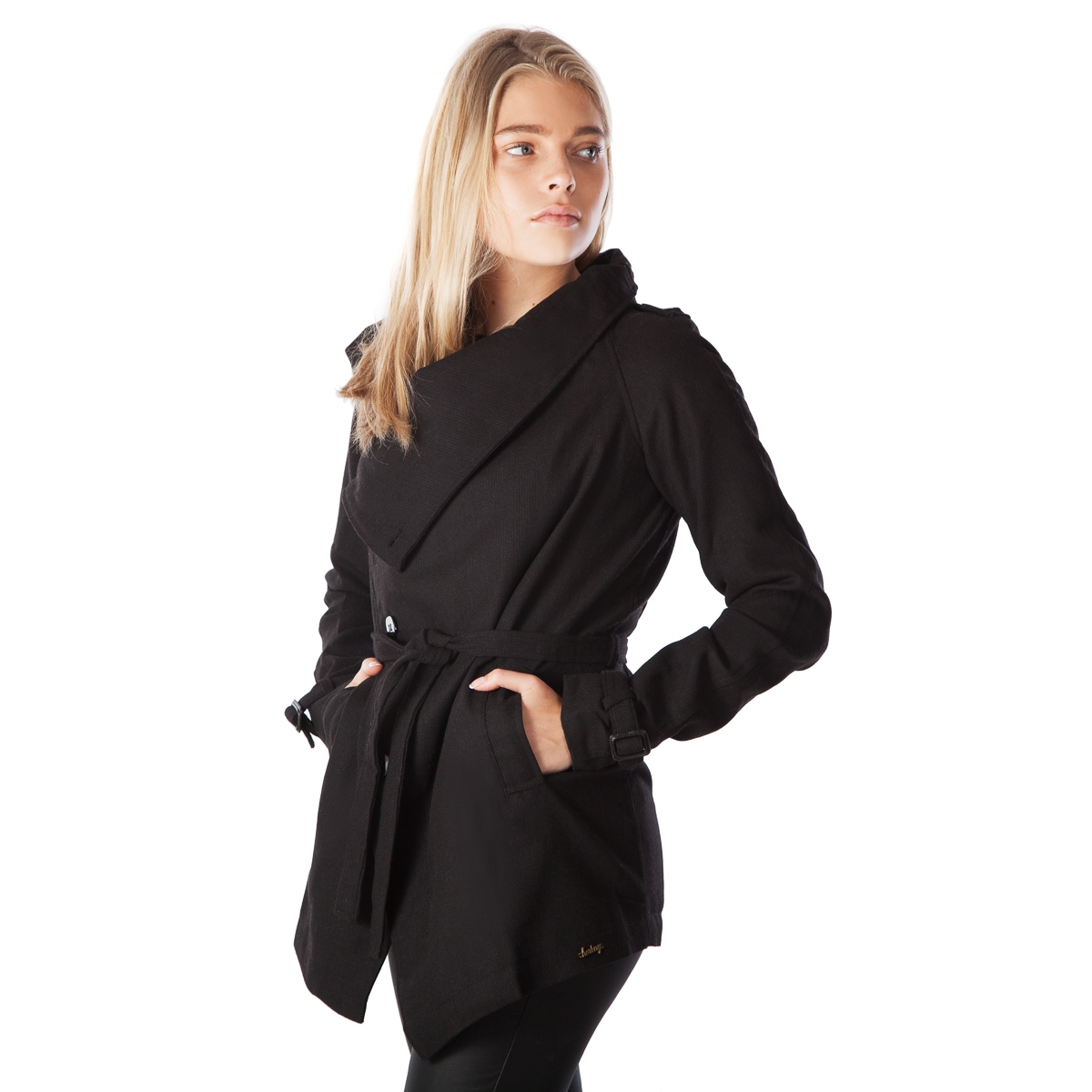 Ladies Black Side Button Jacket