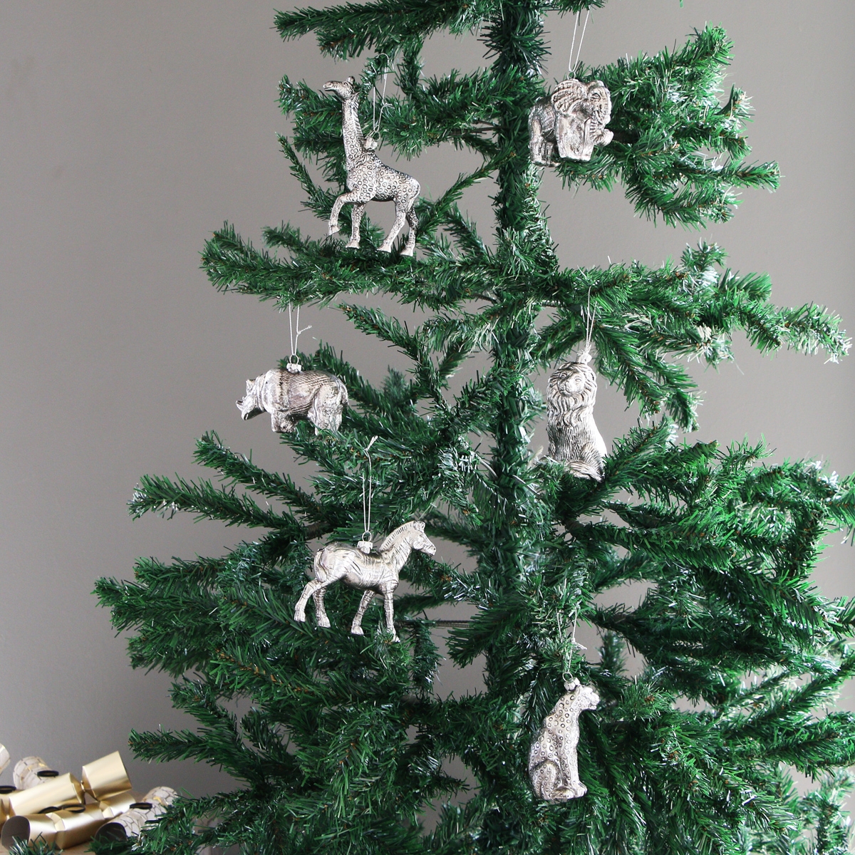 Big 5 & Zebra Pewter-Look Tree Hangers