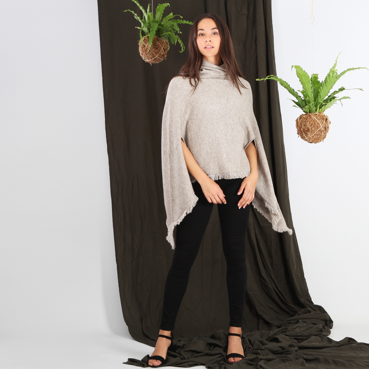 Ladies Knitted Poncho with Armholes (One size fits Small-Medium)