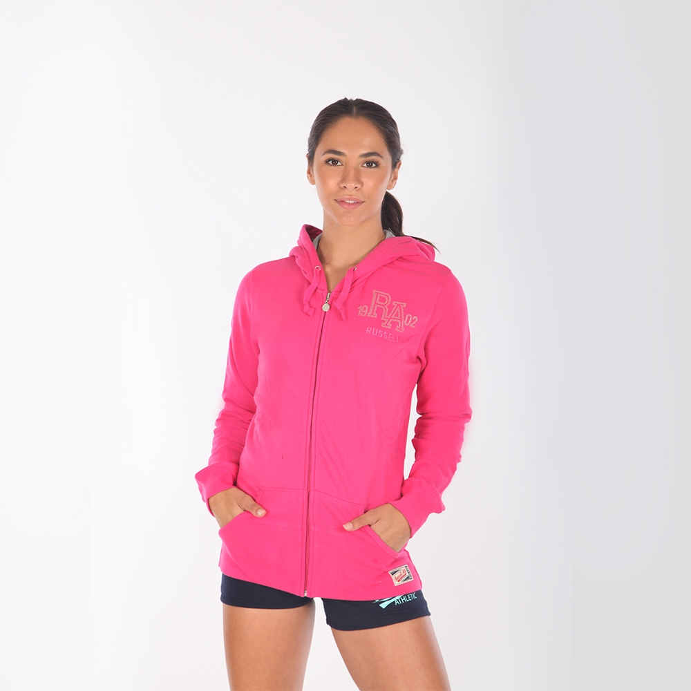 Ladies Zip-Through Hoodie with RA Studded Print
