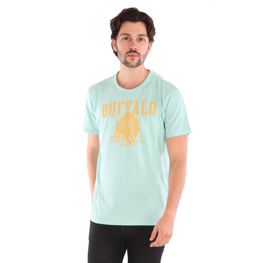 Men's Crew Neck Short Sleeved T-Shirt with Bull Print