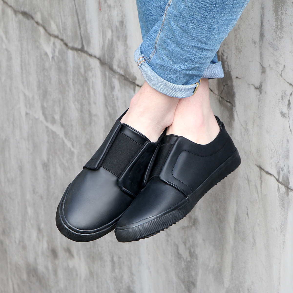 Men's Black Mono Revolt PU Slip On Sneaker