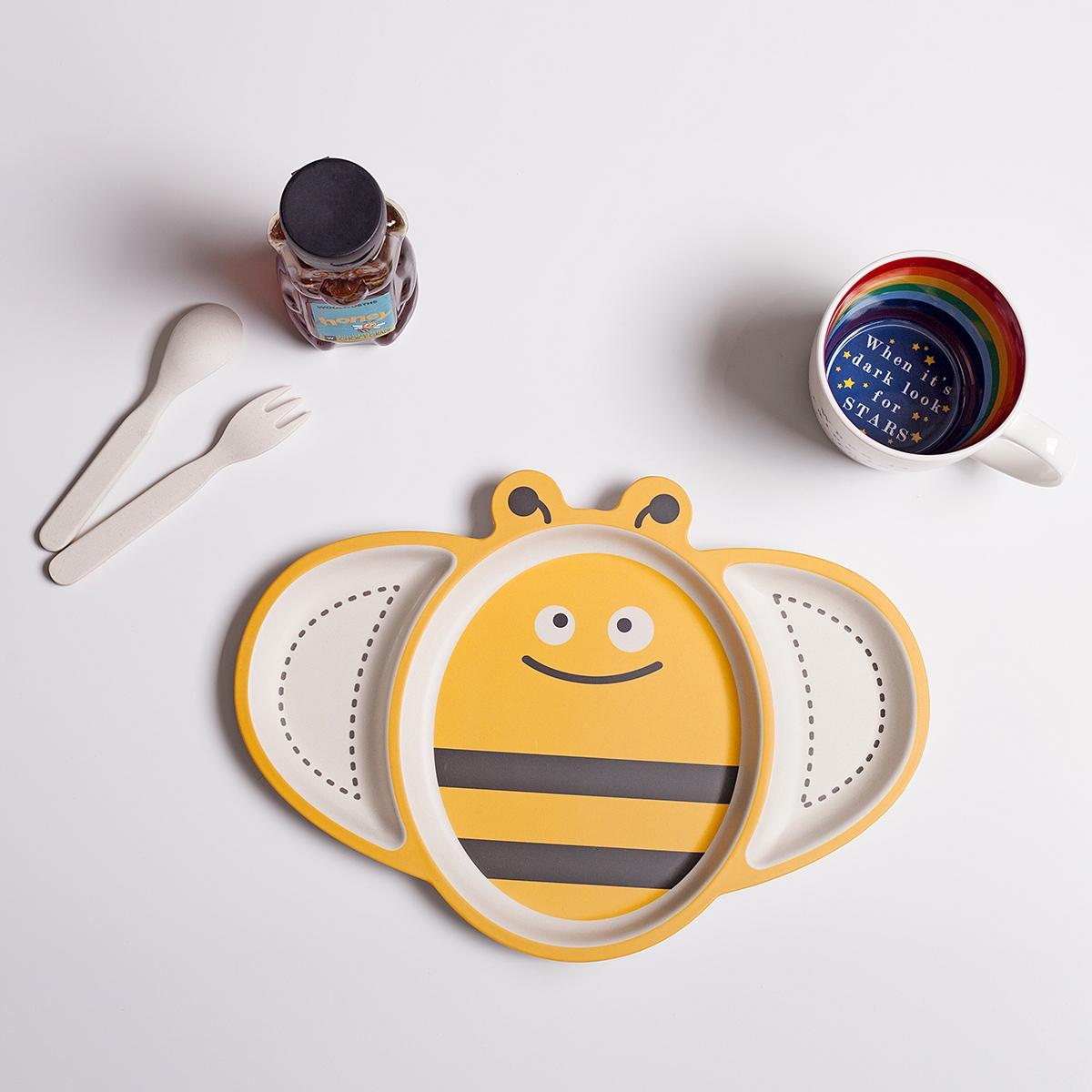 Set of 2 80% Bamboo Fiber Kids Plates