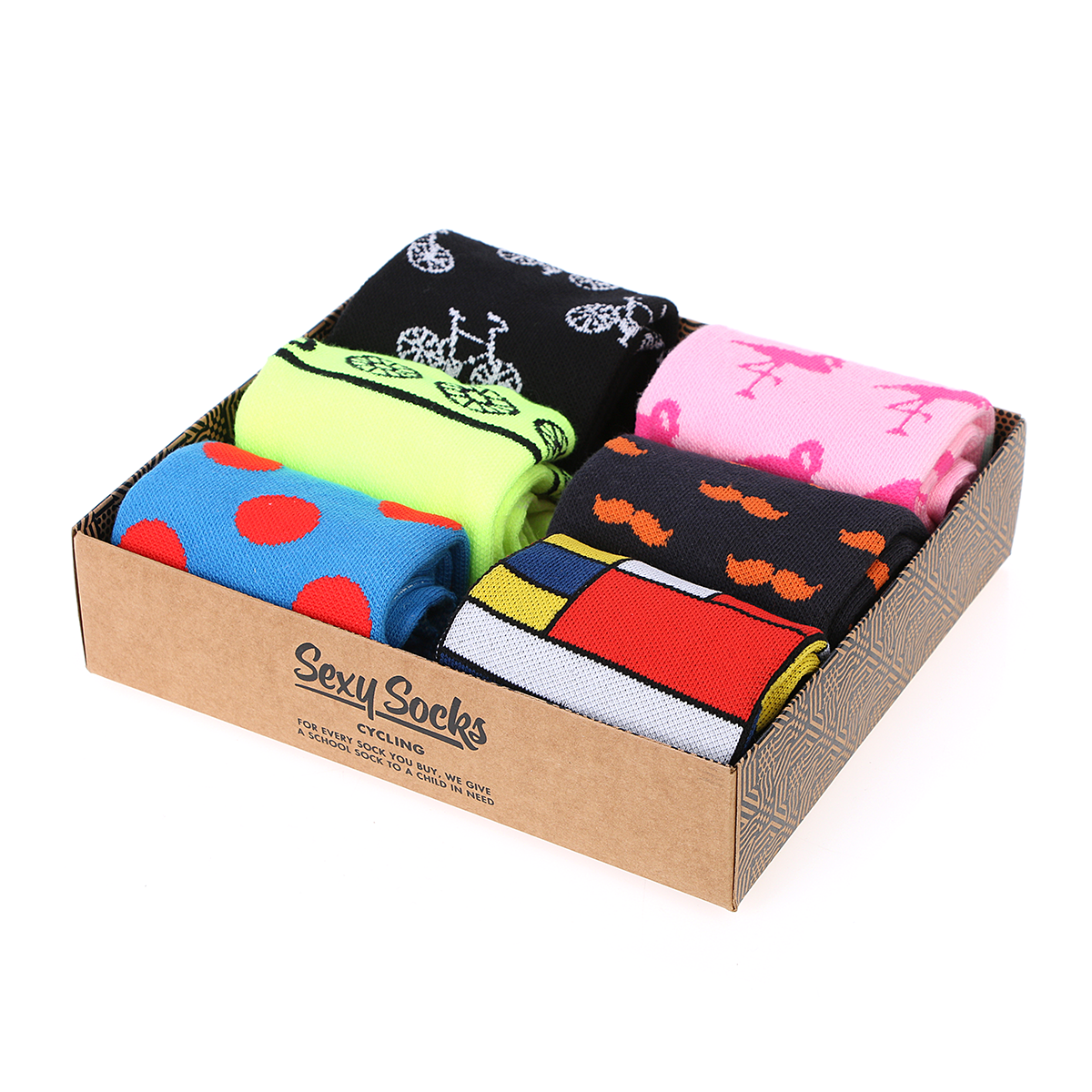 6 Pairs of Men's Funky Cycling Socks