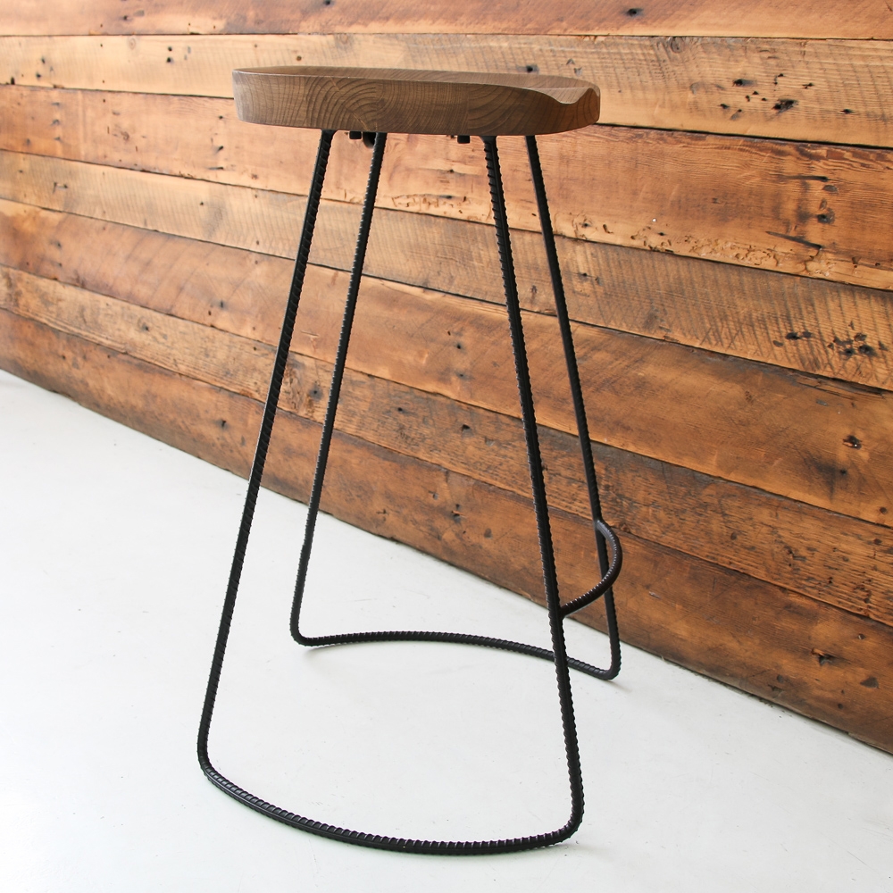 Contemporary Wooden and Metal Bar Chair
