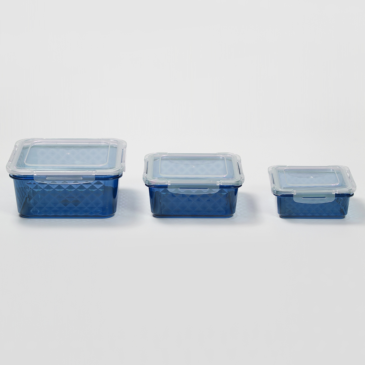 Set of 6 Diamond Finish Click-seal Stackable Plastic Food Boxes