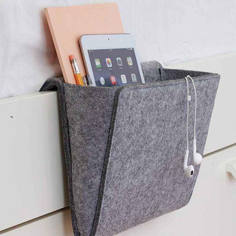Grey Felt Storage Pocket Bedside Caddy