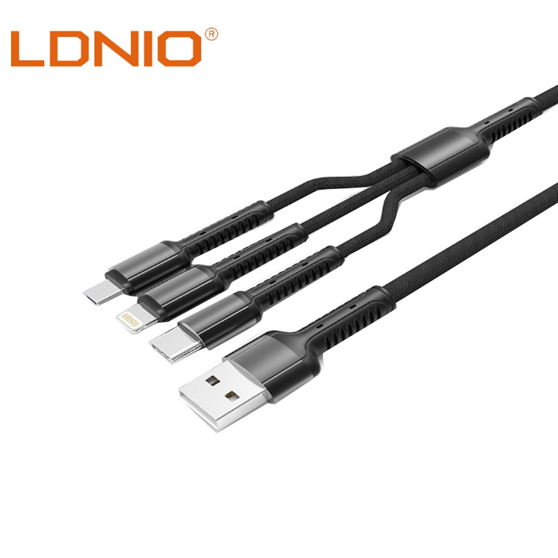 3-in-1 3.4A Fast Charging Cable (Type C, Lightning, Micro-USB)